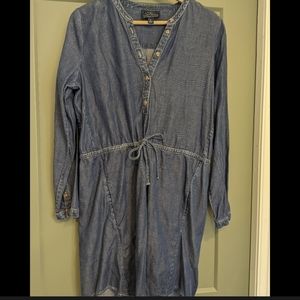 Lucky brand chambray tie waist dress size M